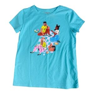🌺 5 X 25 🌺Cat & Jack Blue Cartoon Graphic Tee L (10/12)